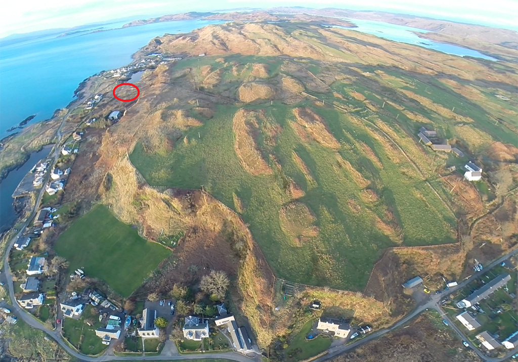 One of the plots for sale (circled) from Galbraith on the Isle of Luing