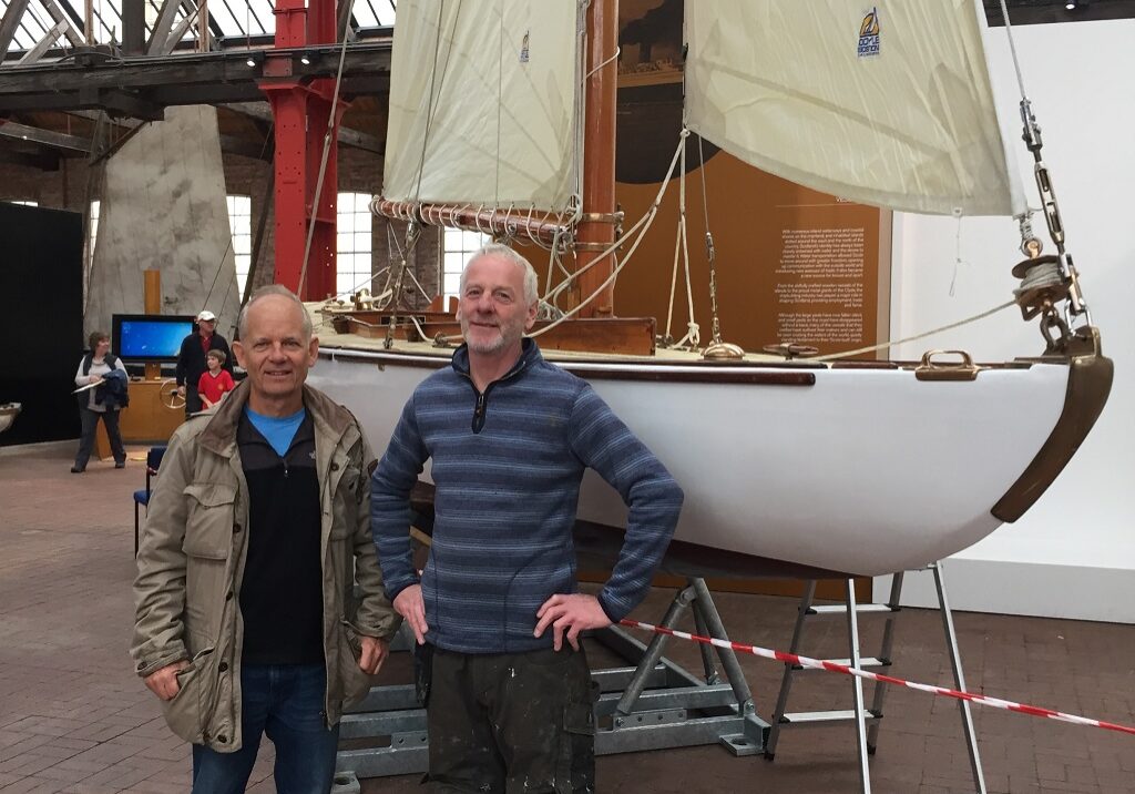 Tim Morton (left) and Martin Hughes, manager of the Scottish Boat Building School at the Scottish Maritime Museum, with the Powerful