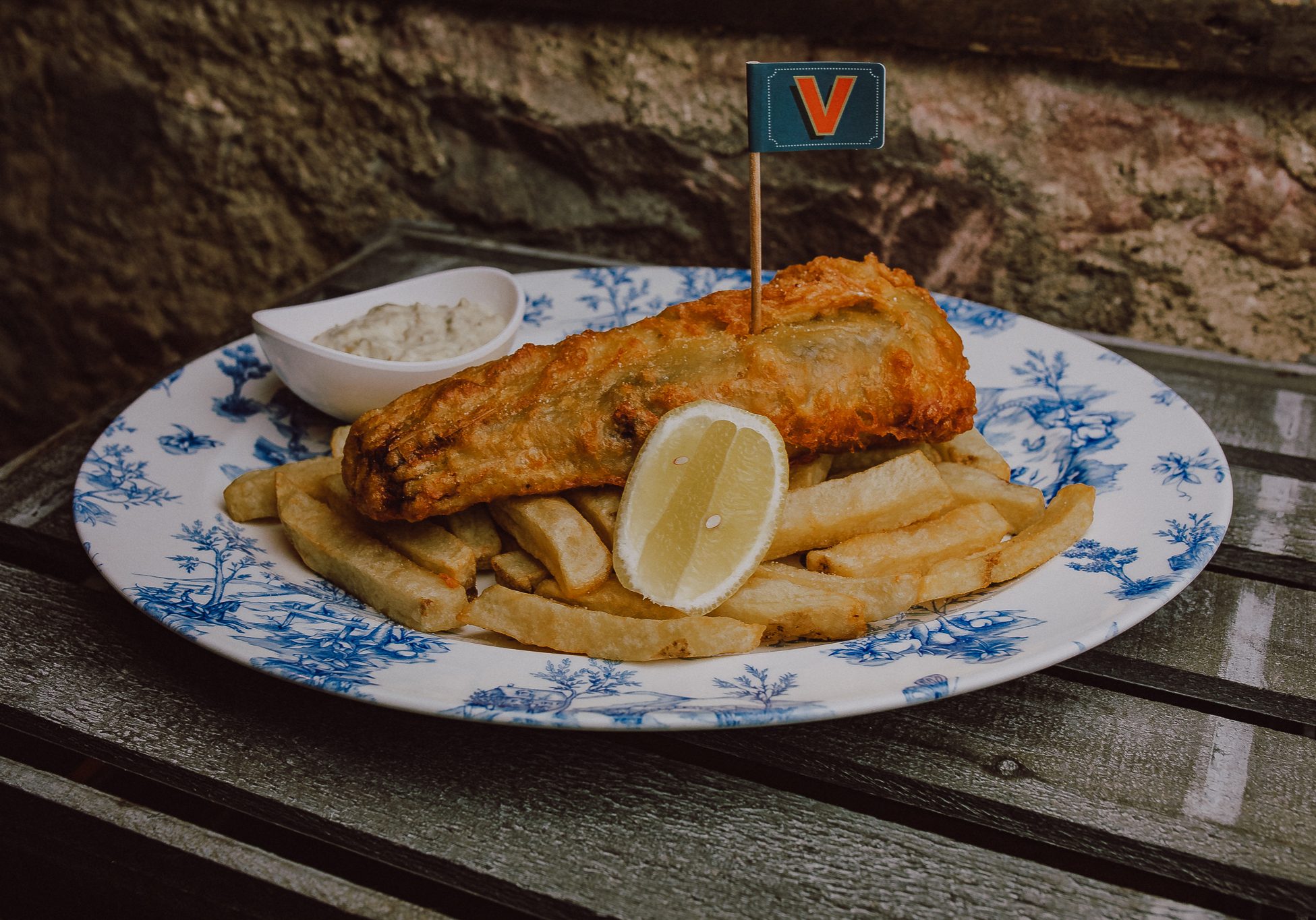 Vegan fish and chips at Bertie's