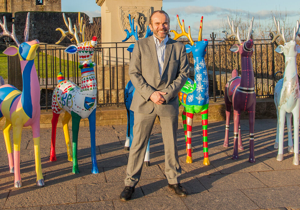 Go Forth Stirling director Jon Walton with some of the reindeer