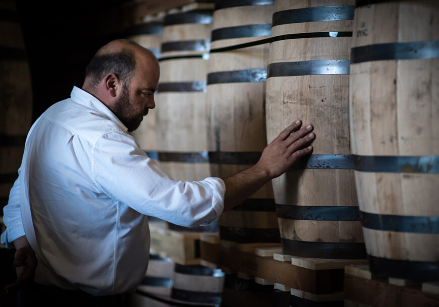 Juan Manuel Rodriguez  inspects the casks (Photo: Eddie Baird)