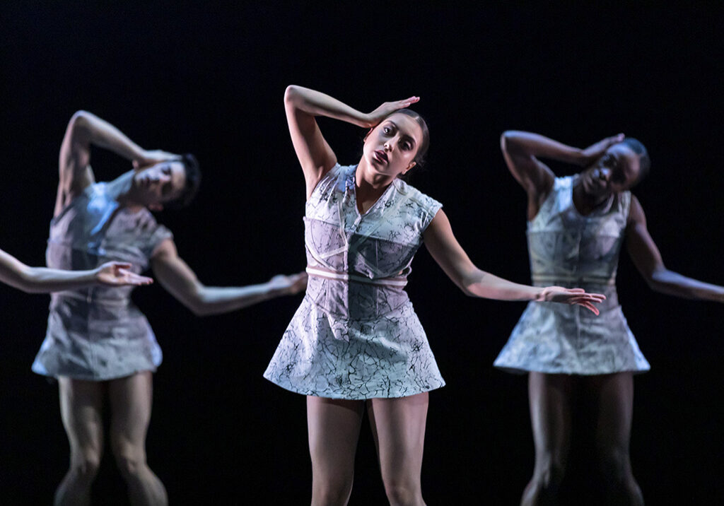 Kayla-Maree Tarantolo in Sophie Laplane's Dextera, part of Scottish Ballet's Spring!. [Credit Andy Ross]