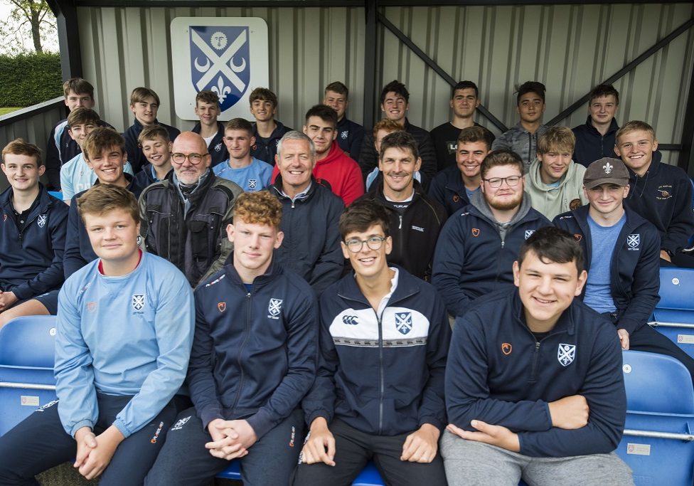 Gavin Hasting, Rob Wainwright and Iain Morrison meet Glenalmond College  rugby players (Photo: Alan Richardson)