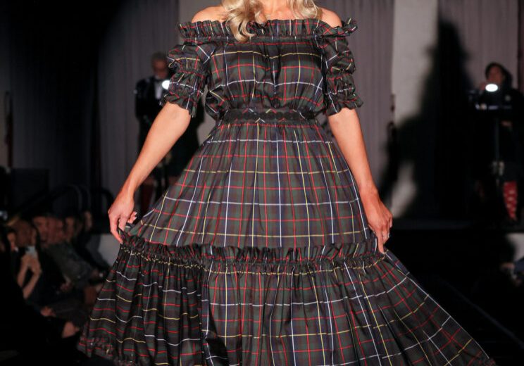WASHINGTON, DC - APRIL 01: A model wears Miss Scotland on the runway at the Dressed to Kilt 20th Anniversary Fashion show &amp; Gala at Omni Shoreham Hotel on April 01, 2023 in Washington, DC. (Photo by Jemal Countess/Getty Images for Friends of Scotland)