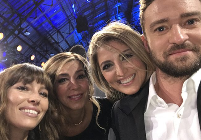 CEO of Duncan Taylor Scotch Whisky Moji Shand (second from right) with Justin Timberlake and Jessica Biel at last year’s awards, with Moji's friend  Zamani Tauvaa