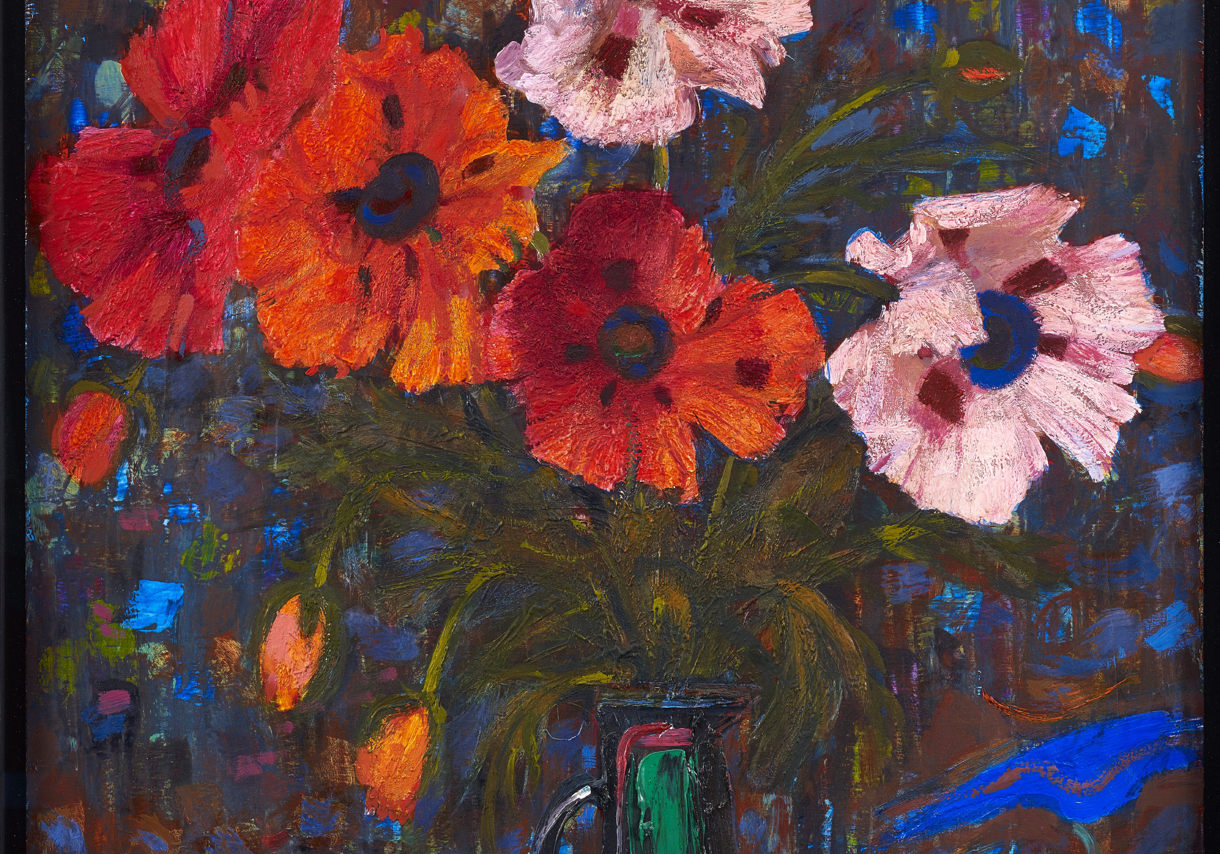 Robin Philipson, Poppies on a Dark Ground, 1984, oil on board 76 x 76 cm