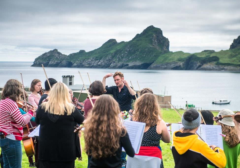 The Nevis Ensemble performing near St Kilda