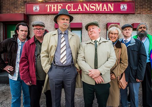 Programme Name: Still Game S8 - TX: n/a - Episode: Still Game - Generics (No. n/a) - Picture Shows: (l/r) Boabby (GAVIN MITCHELL), Winston (PAUL RILEY), Victor (GREG HEMPHILL), Jack (FORD KIERNAN), Isa (JANE MCCARRY), Tam (MARK COX), Navid (SANJEEV KOHLI) - (C) BBC Studios - Photographer: Alan Peebles