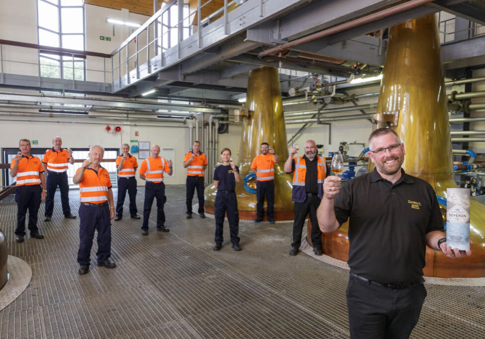 ABERDEEN, SCOTLAND, AUGUST 19TH 2020: MacDuff Distillery is celebrating its 60th anniversary on 1st September. 

Pictured: Jamie Winfield with his team of operators


(Photo: Ross Johnston/Newsline Media)