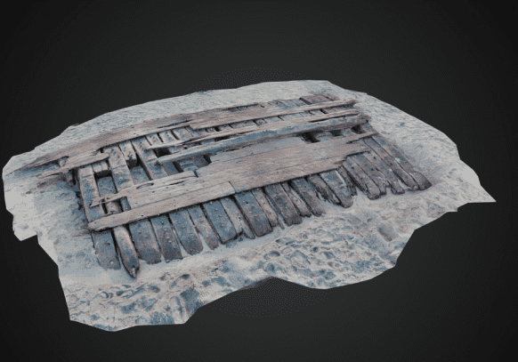 The 250 year old remains of the Sanday Wreck, the identity of which is understood to be Earl of Chatham. Credit: Wessex Archaeology