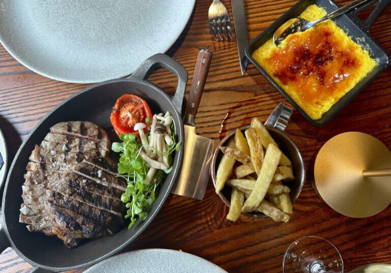 Fillet and sirloin served with hand-cut chips and a side of corn brûlée (torched at your table!) [Rosie Morton]