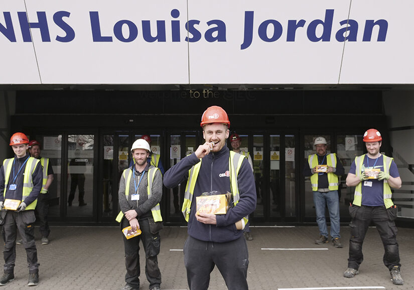 Workers at the NHS Louisa Jordan hospital.