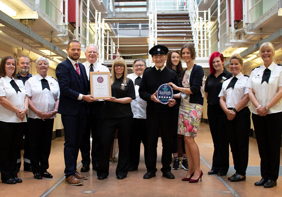 The Peterhead Prison Museum team with Den McFarlane (VisitScotland Industry Relationship Manager) and Jo Robinson (VisitScotland Regional Director) presenting the Taste Our Best award