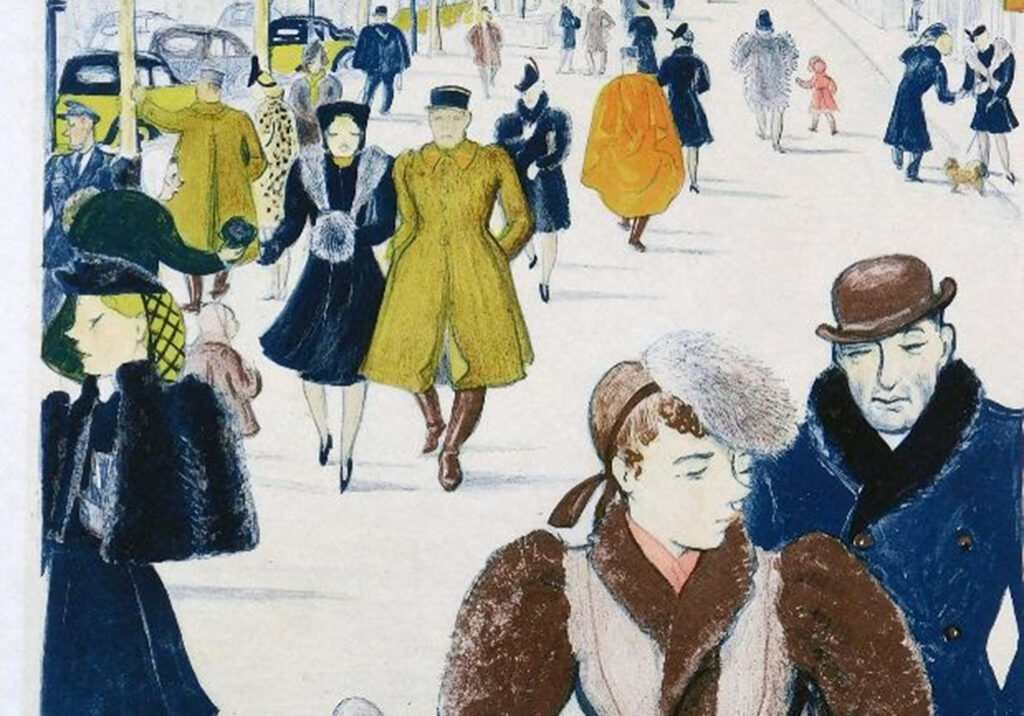Viola Paterson (1899-1981), Aux Champs-Élysées, original lithograph, c.1940