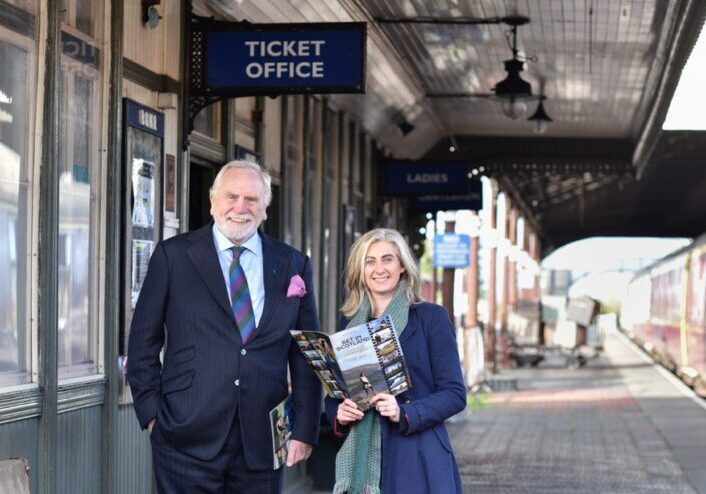 Jenni at work at VisitScotland film guide launch with actor James Cosmo.