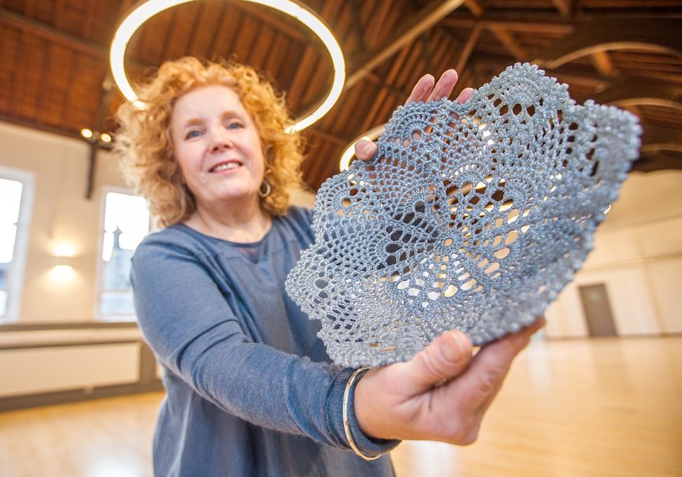 WASPS Inverness 

The first major creative hub opens in the Highlands. The Inverness Creative Academy sees the first tennents working on their pieces.

Pictured is Catherine Carr holding a piece  crocheted glass.
