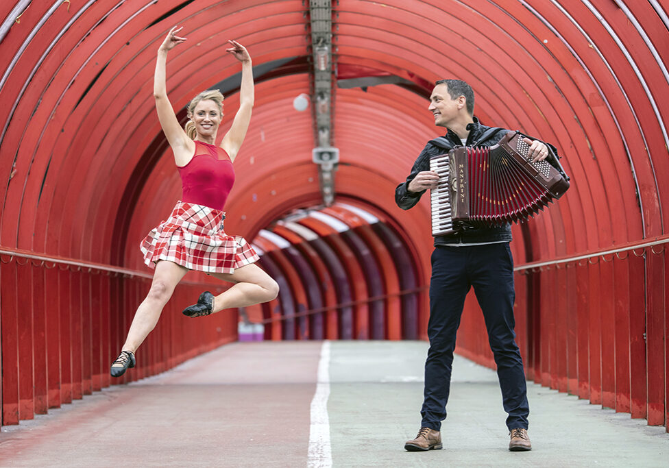 Musician and broadcaster Gary Innes and Highland and dancer Rachel McLaggan at the OVO Hydro to launch WORLD’S BIGGEST CEILIDH