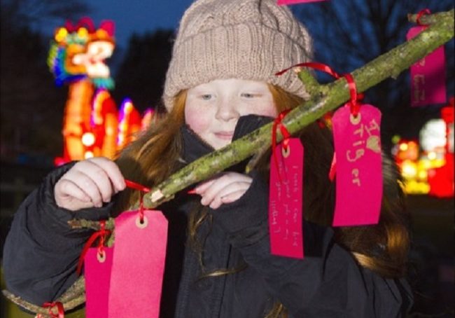 Morven Meikle, age 6, from Broughton, makes a New Year wish at Edinburgh Zoo