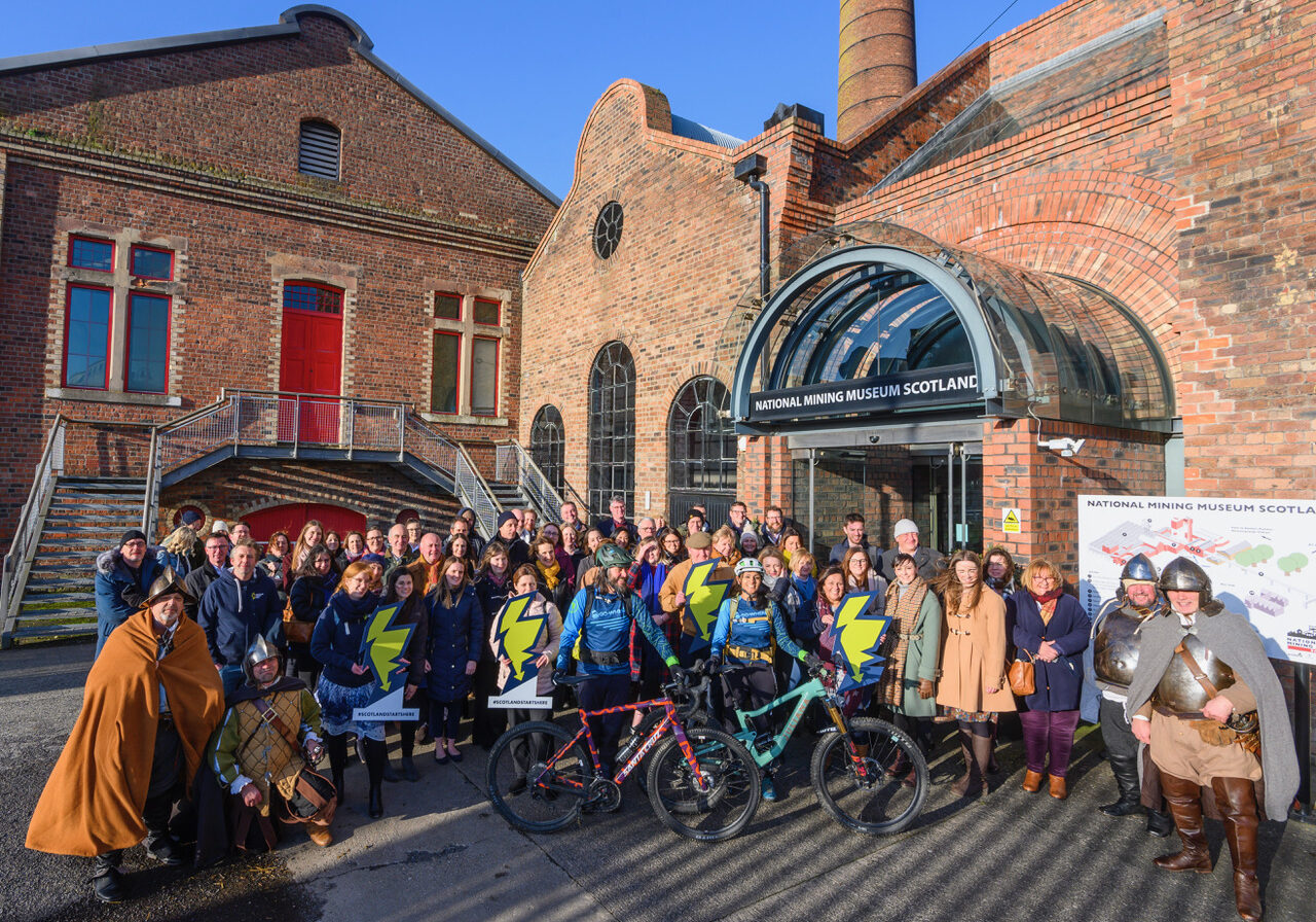 Group photo of all guests that attended the Scotland Starts Here Launch with Go-Where Scotland and Beirhope Alpacas and Steel Bonnets at the National Mining Museum (Photo: Phil Wilkinson)