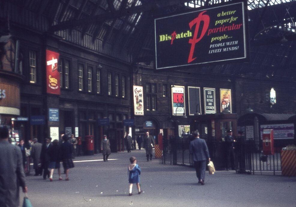 A rare colour photo showing inside the Caledonian, in its former life as a train station