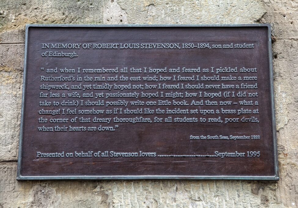 The memorial plaque to Robert Louis Stevenson in Edinburgh