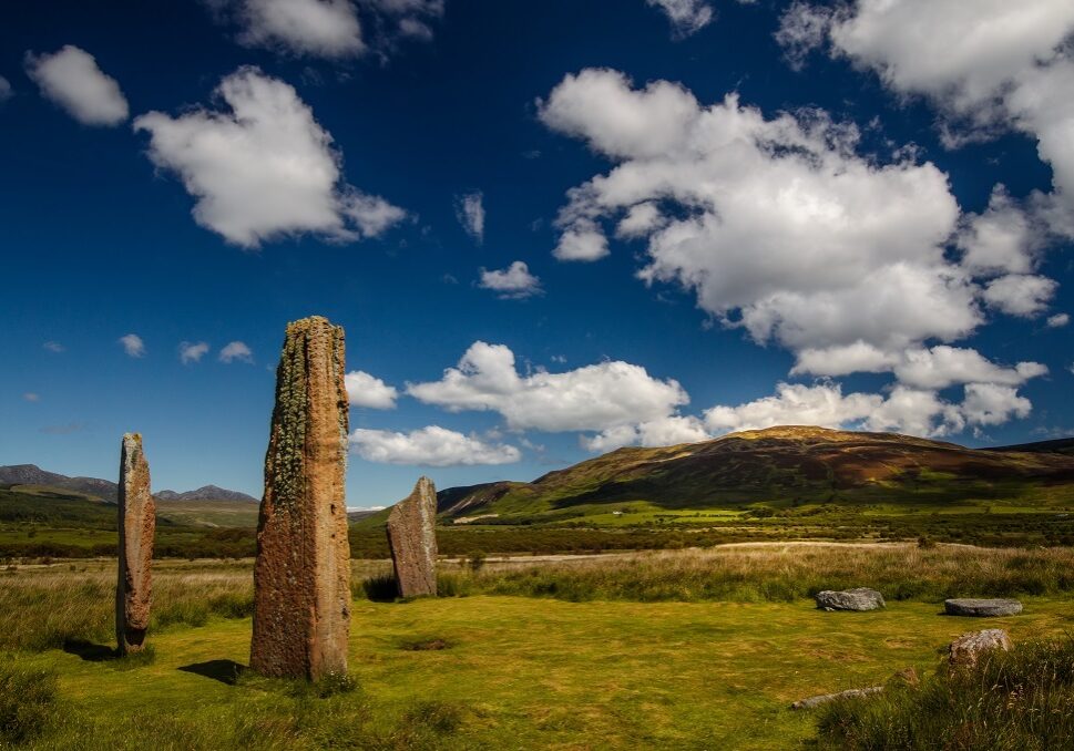 Near the village of Machrie on the Isle of Arran stand six Bronze Age stone circles