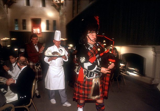 Piping in the haggis at a Burns Supper is a fine old Scots tradition