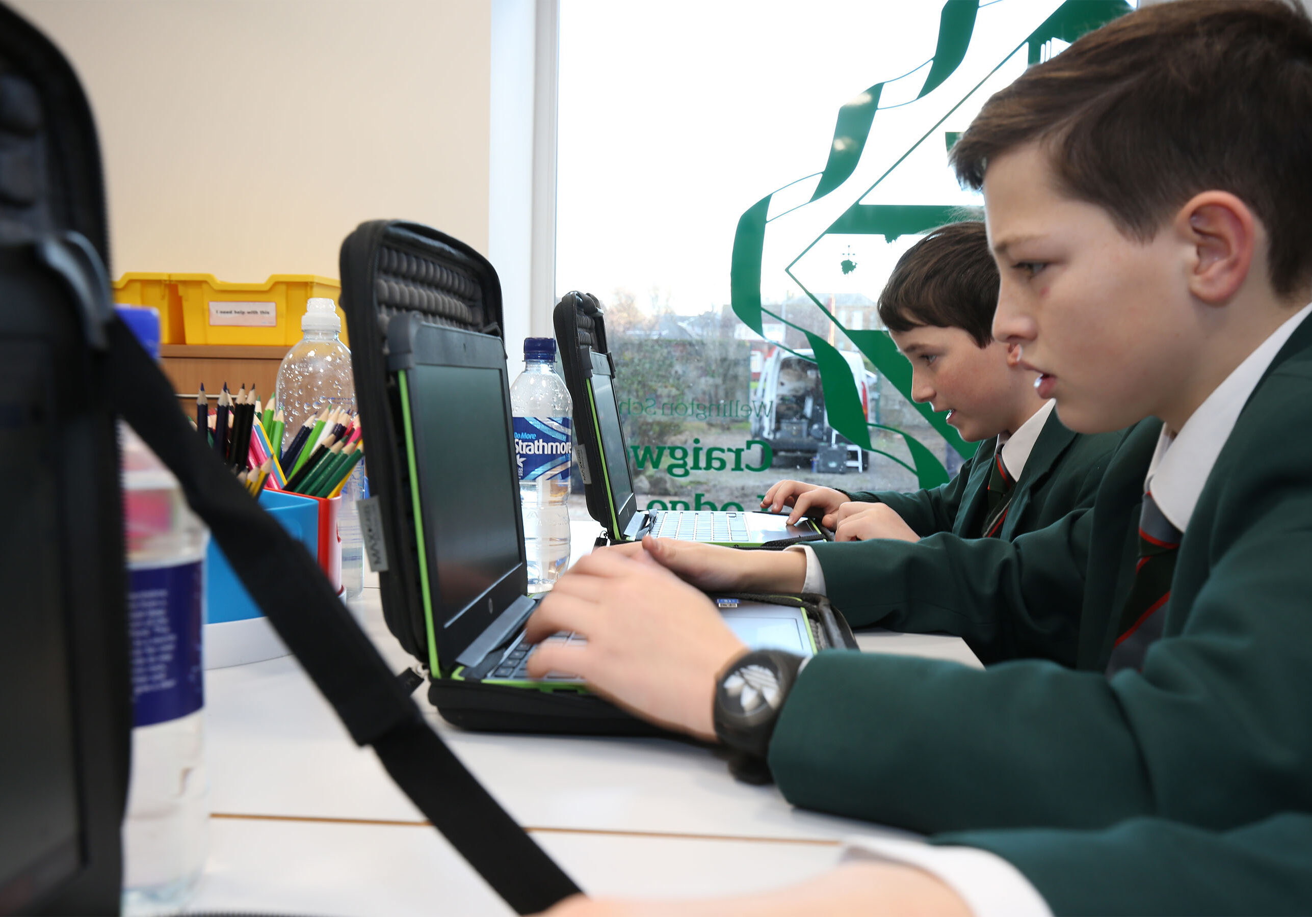 Pupils in the new Craigwell building at Wellington School in Ayr